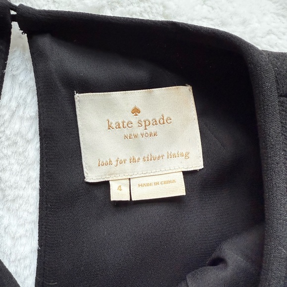 KATE SPADE NEW YORK Black Crepe Cap Sleeve Mini Shift Dress Size 4 - Picture 4 of 5